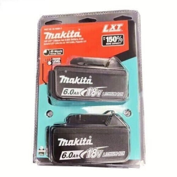 2PACK New Makita BL1860B-2 18v 6.0ah LXT Li-Ion Tool Power Battery - Picture 4 of 4